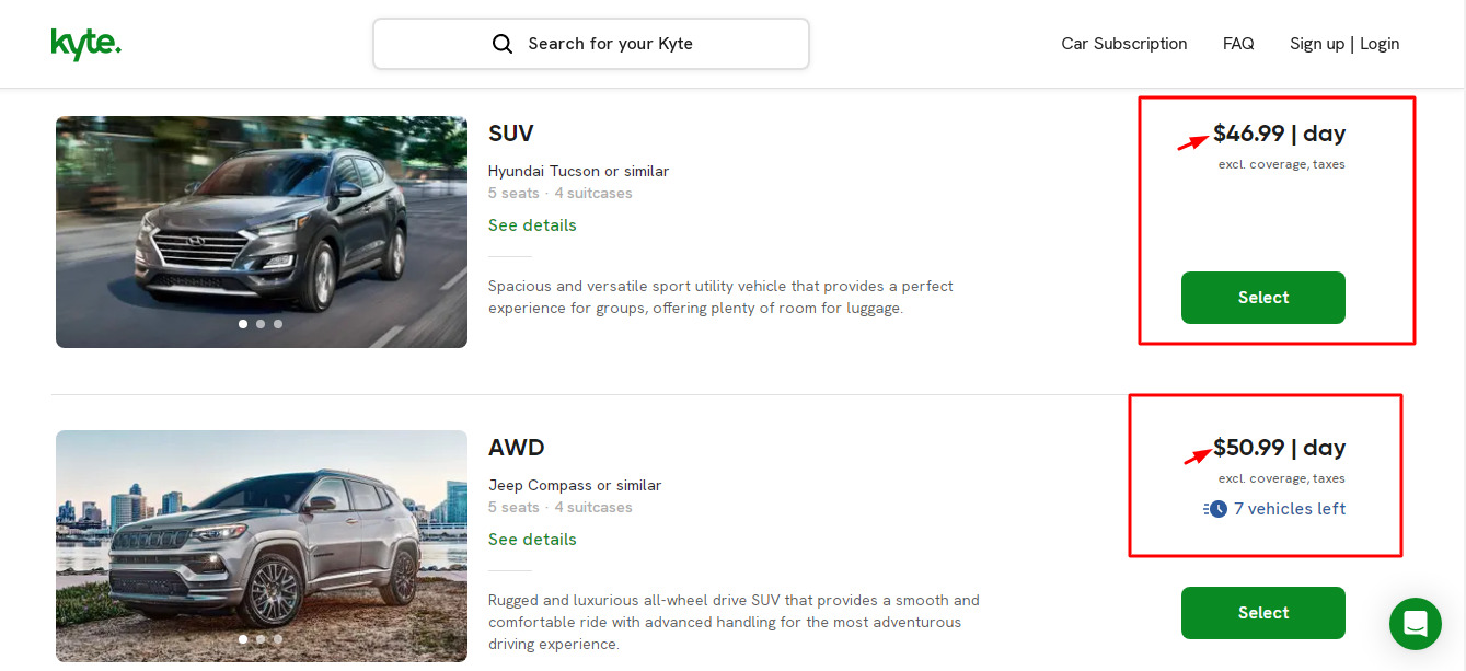 Kyte Car Rental Review Pros & Cons 2023 •